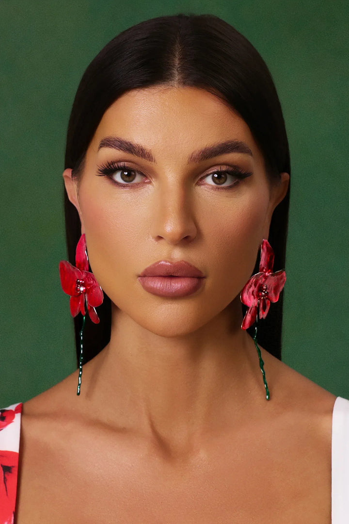 Lilia Earrings – Orchid Red