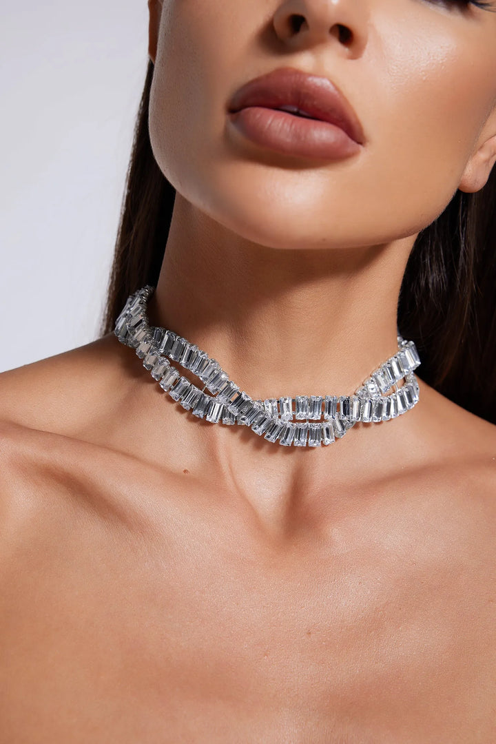 Gala Necklace – Silver Baguette