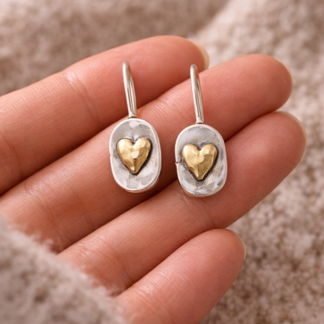 Boucles d’oreilles en argent et or – Cœur minimal
