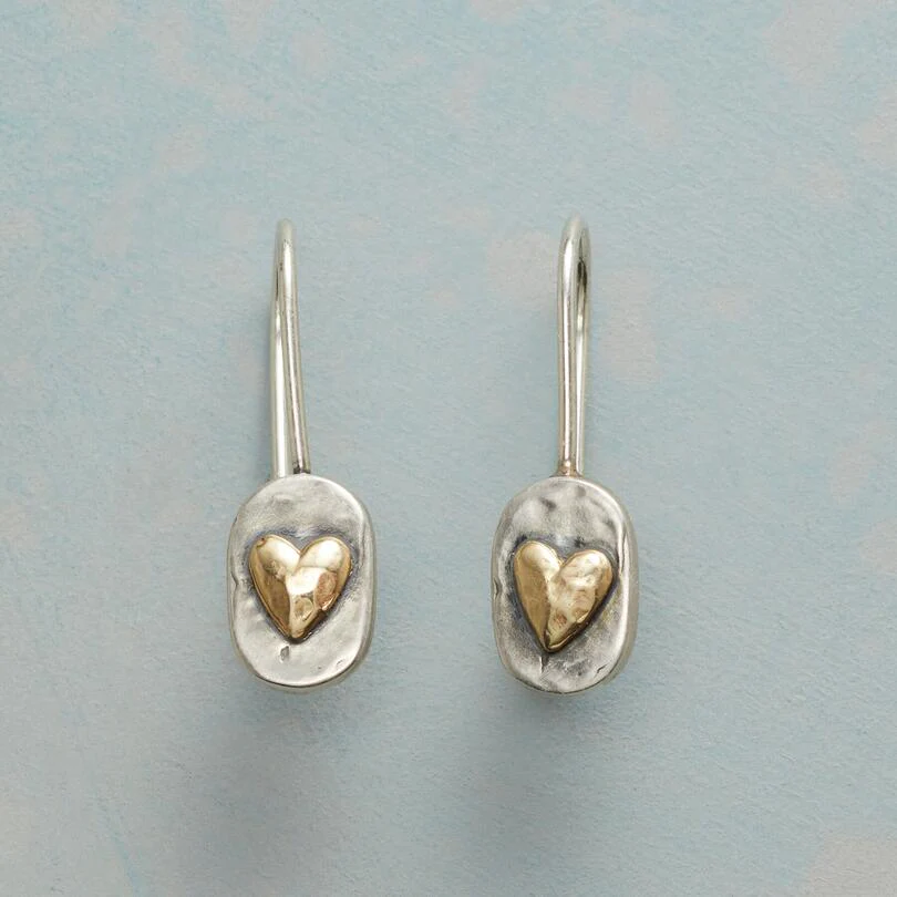 Boucles d’oreilles en argent et or – Cœur minimal