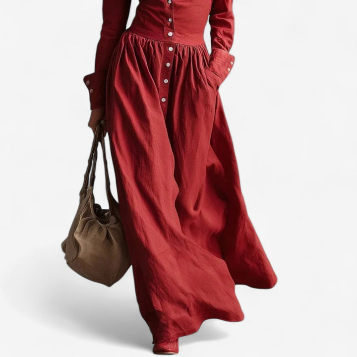 Janine™ Élégante robe avec boutons