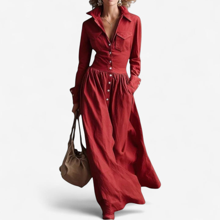 Janine™ Élégante robe avec boutons