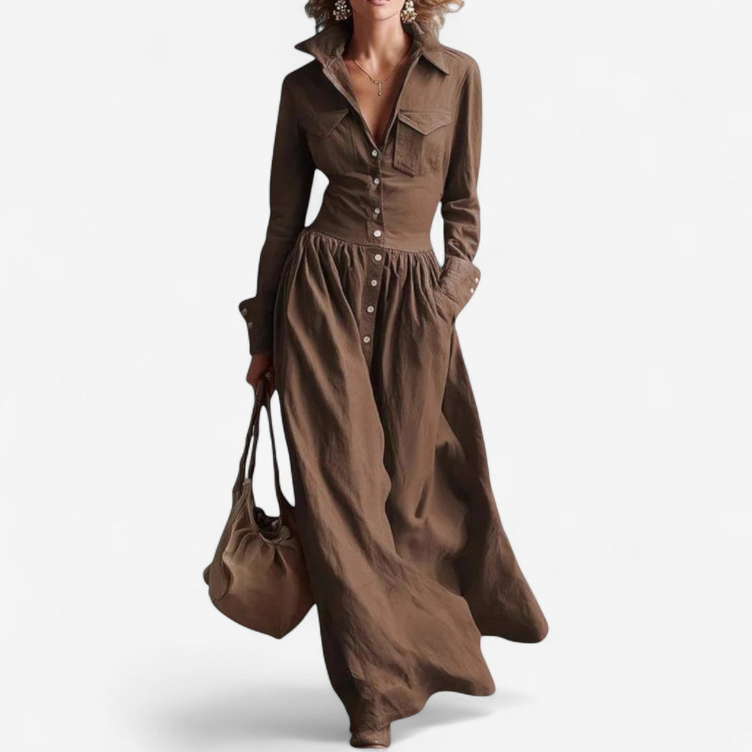 Janine™ Élégante robe avec boutons